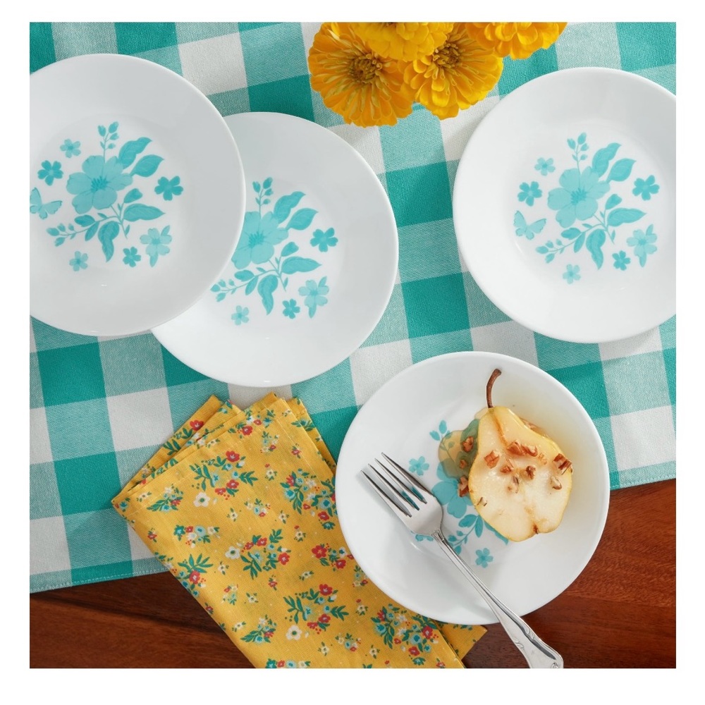 Pioneer Woman 4 Piece Evie - Blue Appetizer Plate Set